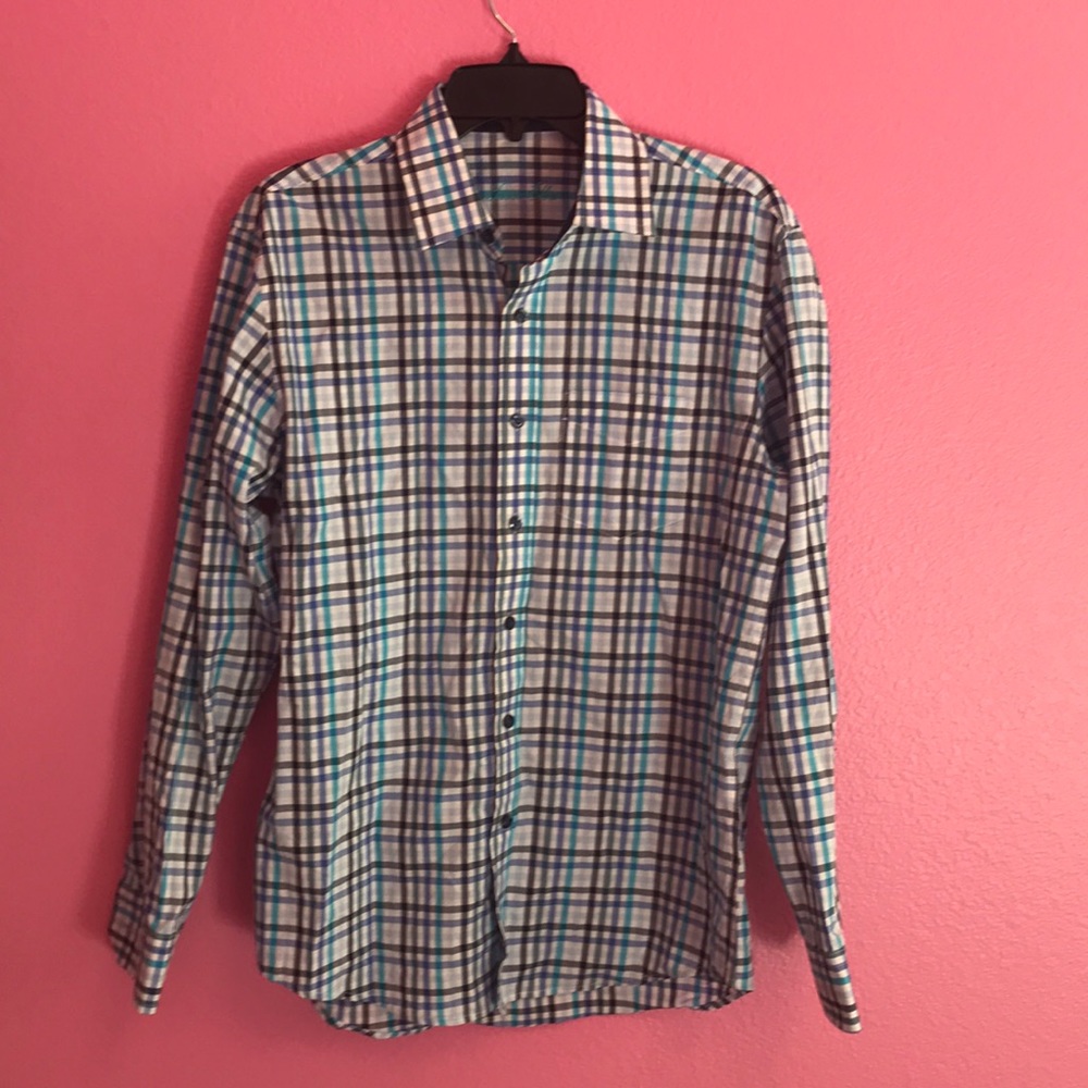 3/$20 🦋 Tasso Elba Button Down Dress Shirt EUC - Picture 1 of 7